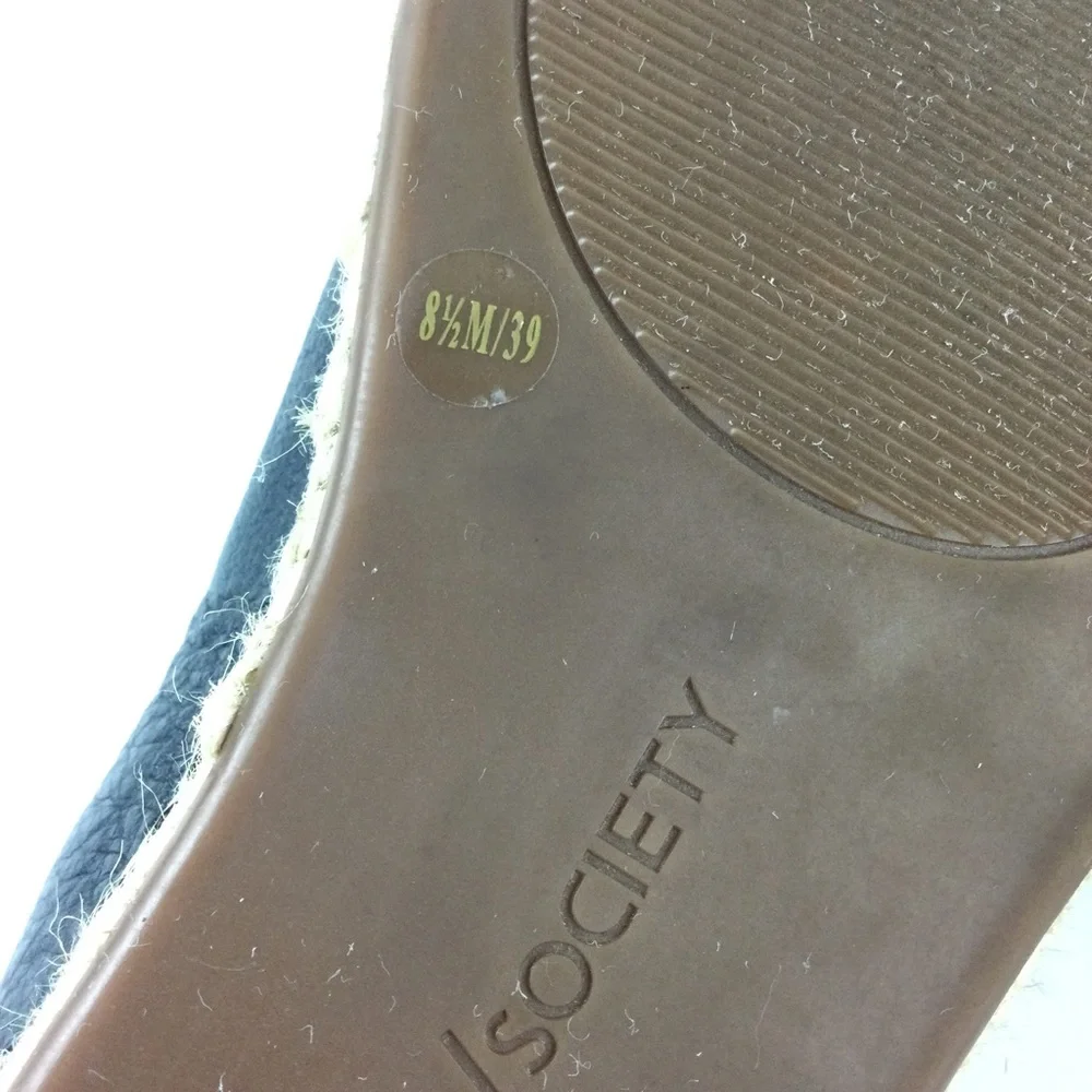SOLE SOCIETY Sammah Leather Espadrille Slip-On Loafer Black Sz 8.5